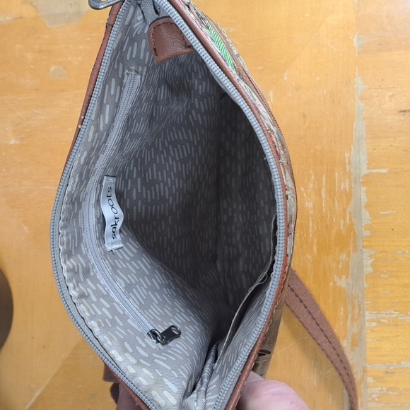 SakRoots shoulder crossbody adjustable strap zipper Owl print canvas purse bag - Picture 4 of 5